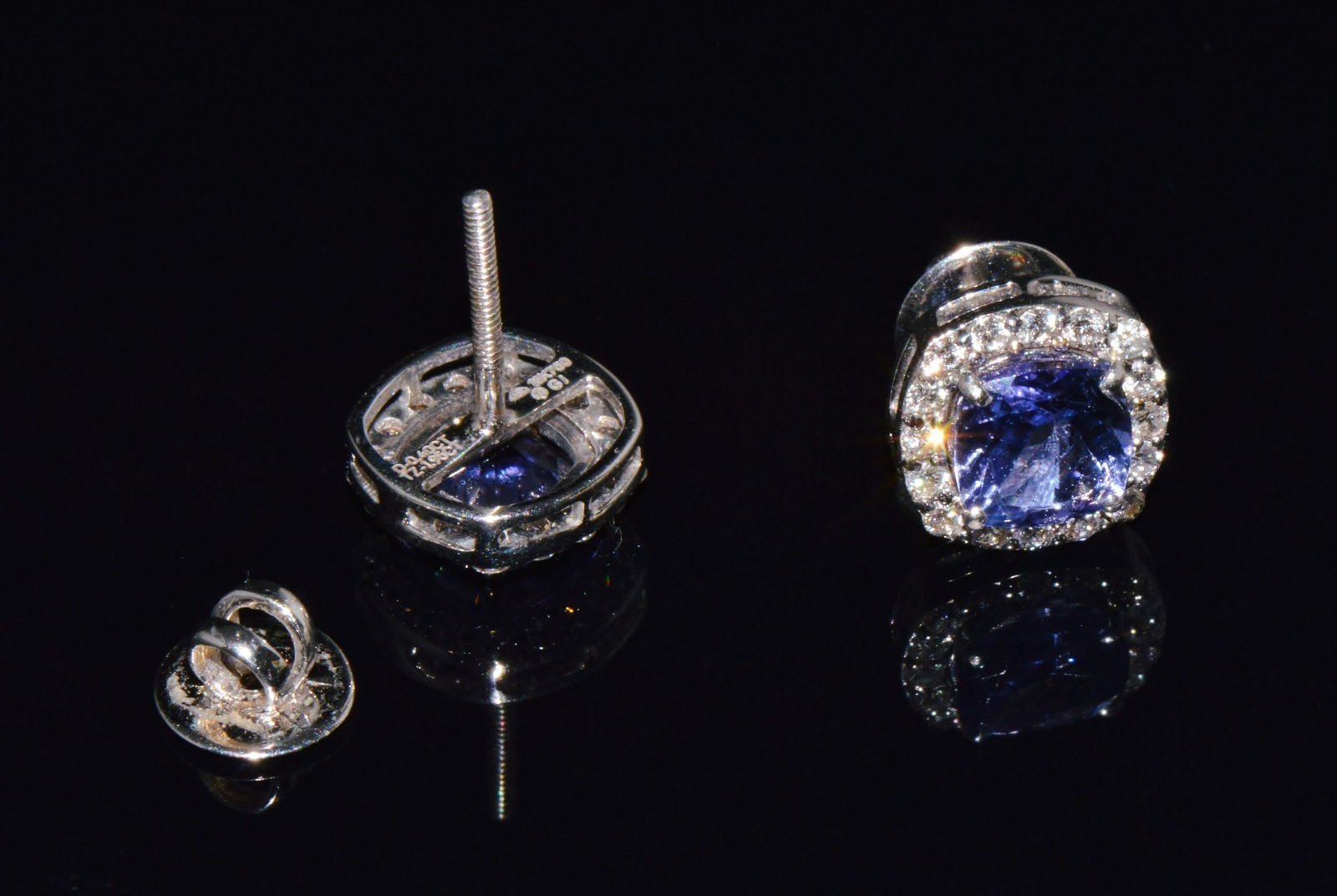 Certified Natural 2.35CTS VS F Diamond Tanzanite Halo Stud Earrings