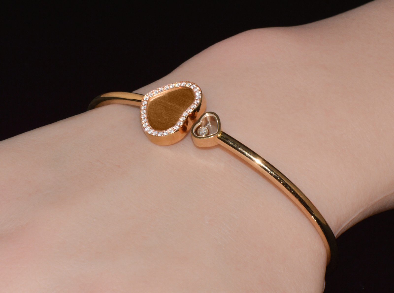 Authentic Chopard Happy Hearts James Bond 007 Limited Edition 18k Rose Gold Diamond Bangle Bracelet