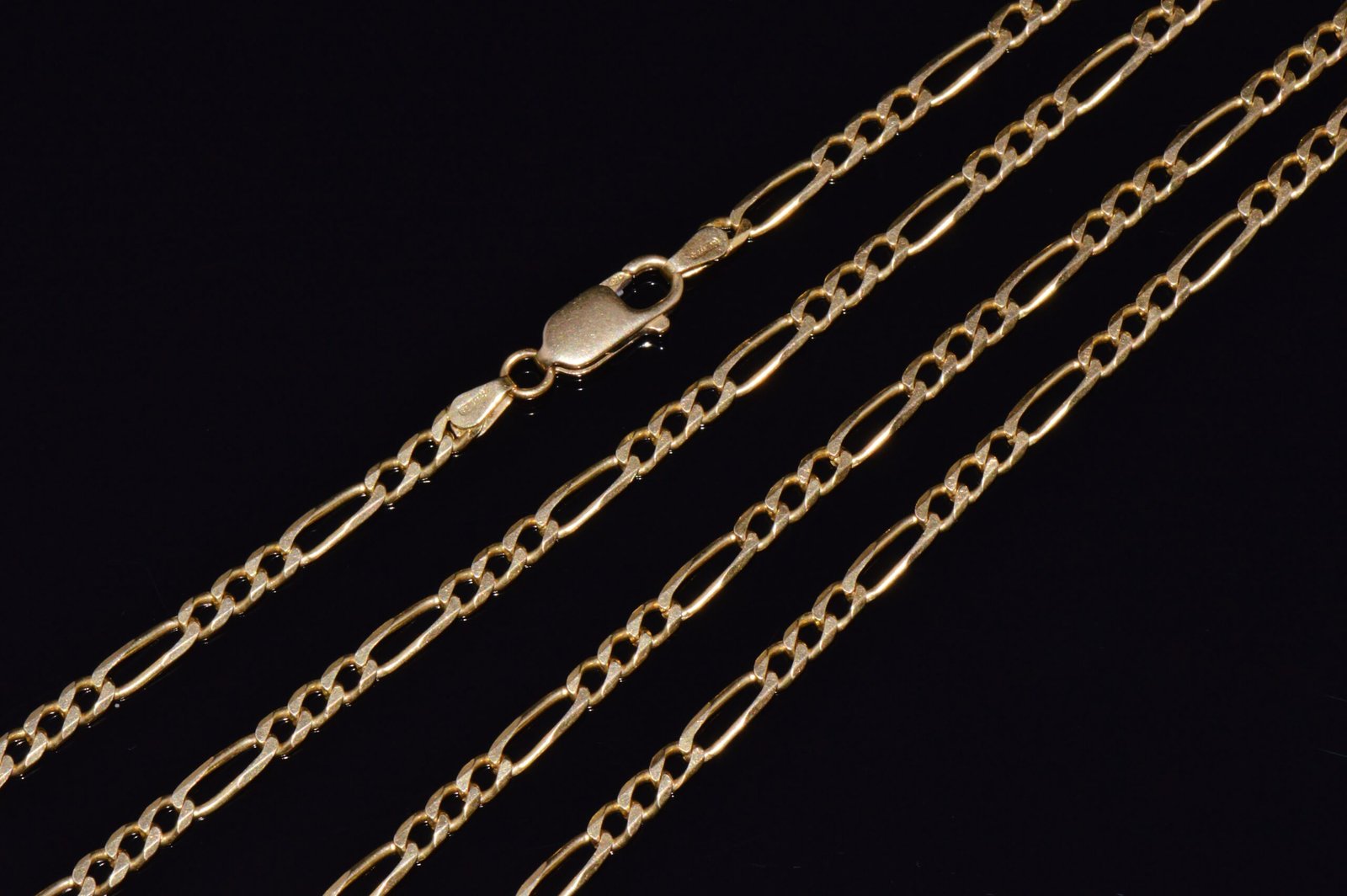 Italian Solid 18K Yellow Gold 30-Inch Figaro Chain Necklace by Olimpia Catene