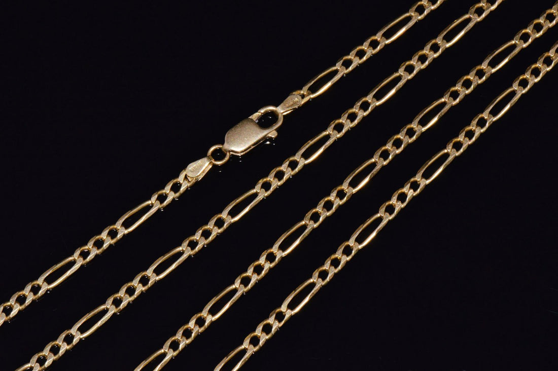 Italian Solid 18K Yellow Gold 30-Inch Figaro Chain Necklace by Olimpia Catene