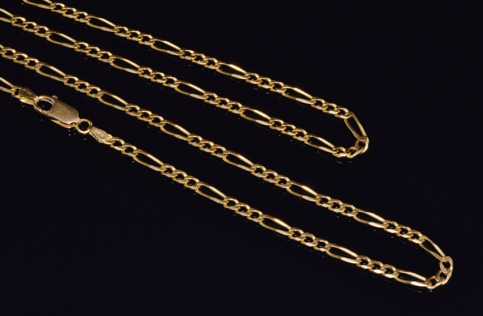 Italian Solid 18K Yellow Gold 30-Inch Figaro Chain Necklace by Olimpia Catene