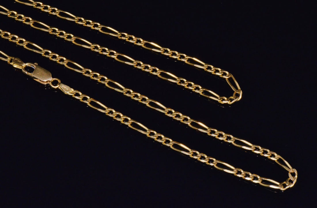 Italian Solid 18K Yellow Gold 30-Inch Figaro Chain Necklace by Olimpia Catene