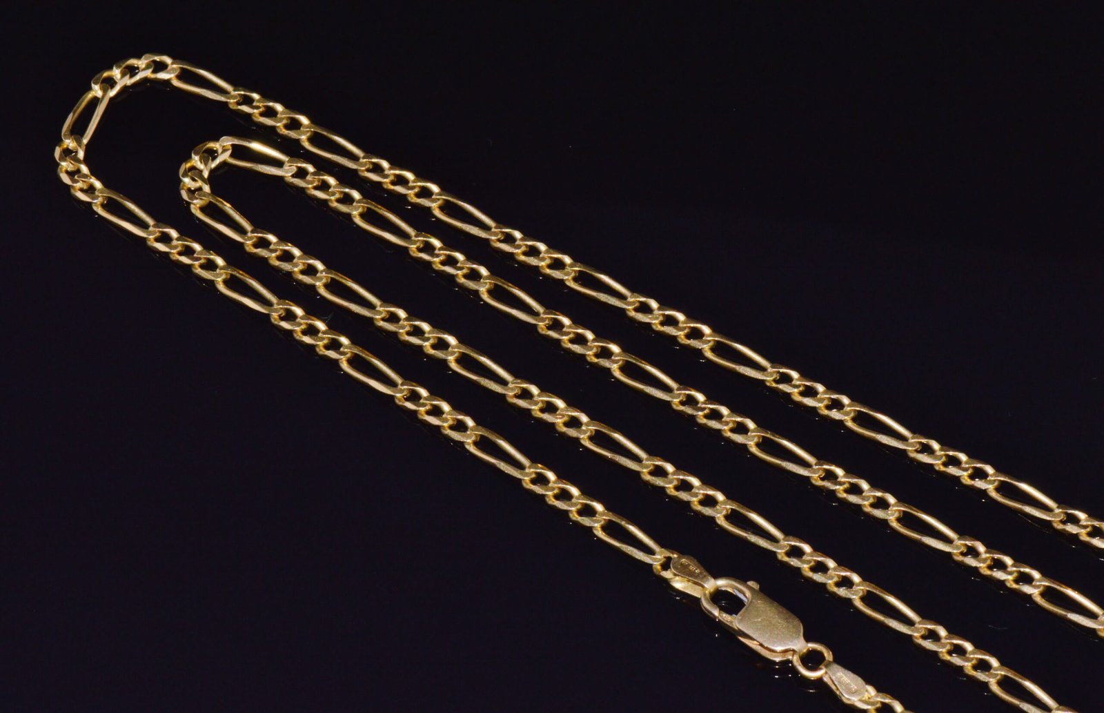 Italian Solid 18K Yellow Gold 30-Inch Figaro Chain Necklace by Olimpia Catene
