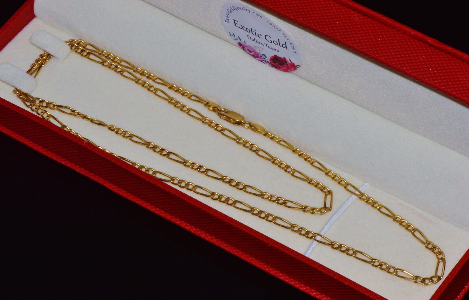 Italian Solid 18K Yellow Gold 30-Inch Figaro Chain Necklace by Olimpia Catene