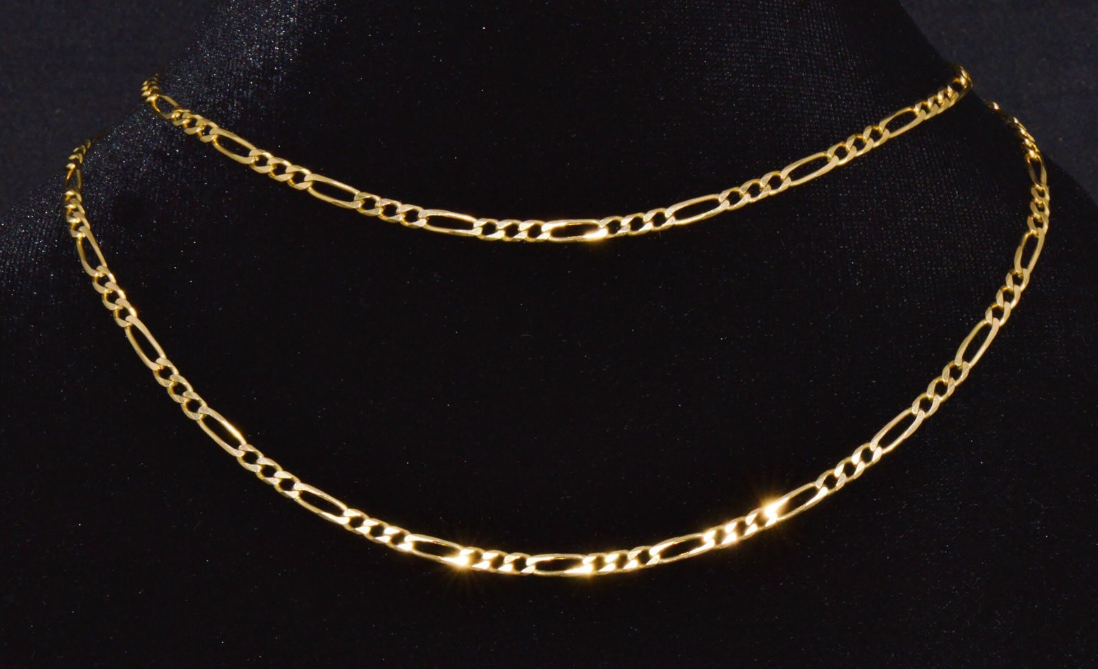 Italian Solid 18K Yellow Gold 30-Inch Figaro Chain Necklace by Olimpia Catene
