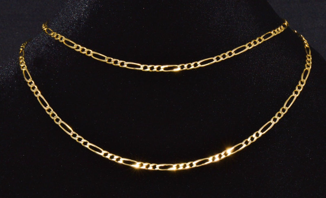 Italian Solid 18K Yellow Gold 30-Inch Figaro Chain Necklace by Olimpia Catene
