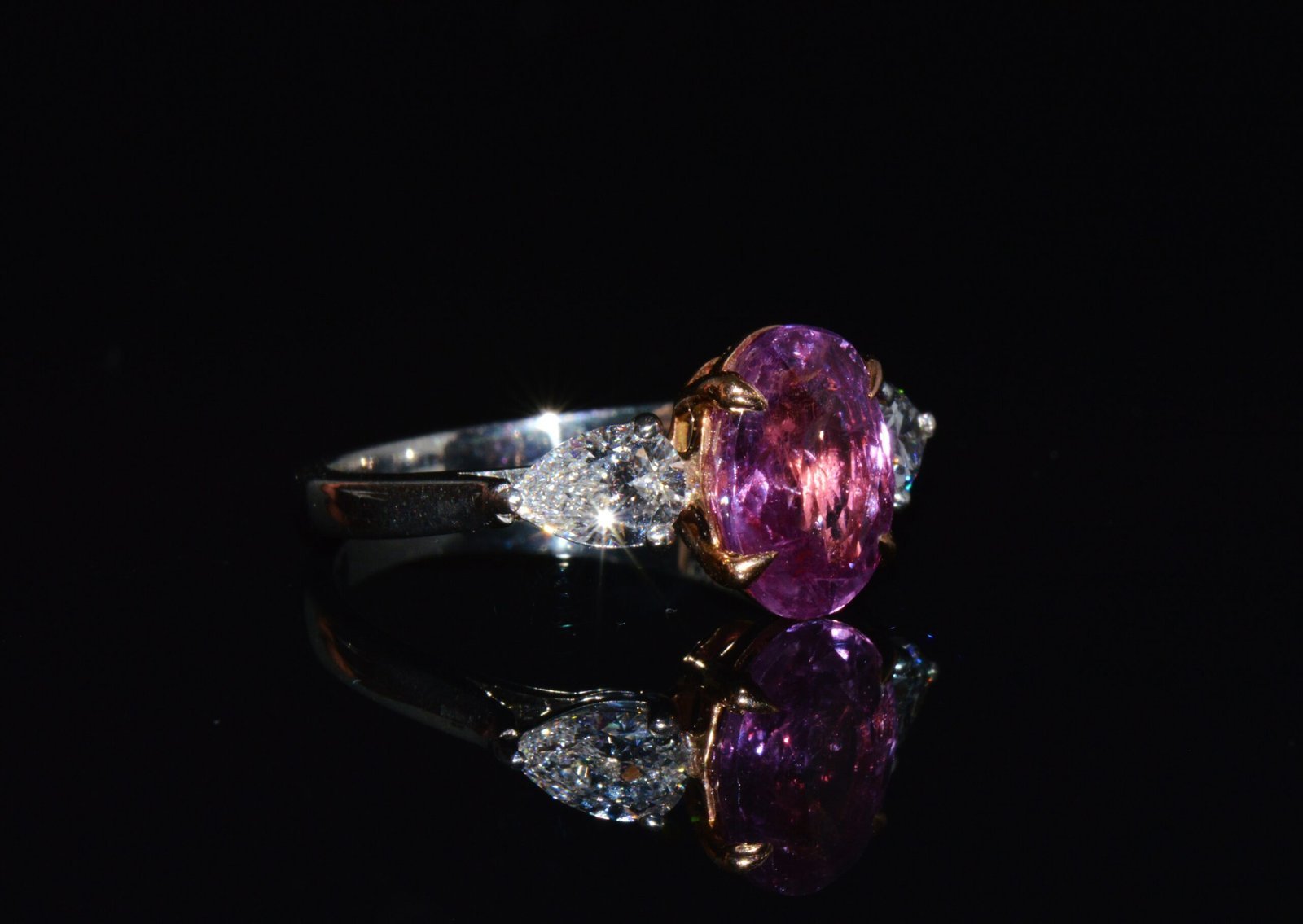 GIA Natural 3.88CTS VVS D Diamond Pink Sapphire Platinum 18K Gold Engagement Ring