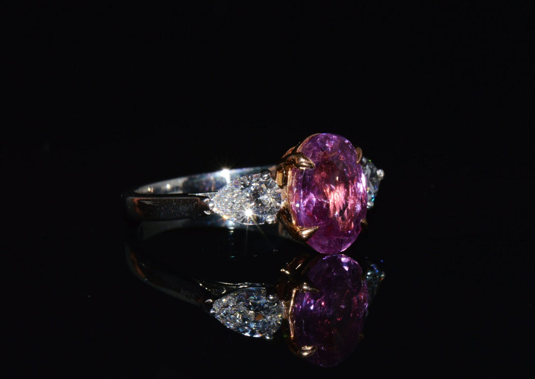 GIA Natural 3.88CTS VVS D Diamond Pink Sapphire Platinum 18K Gold Engagement Ring