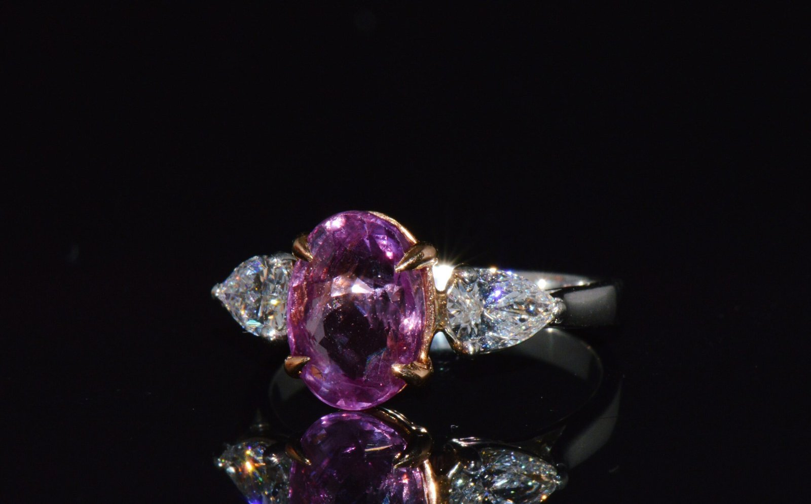 GIA Natural 3.88CTS VVS D Diamond Pink Sapphire Platinum 18K Gold Engagement Ring