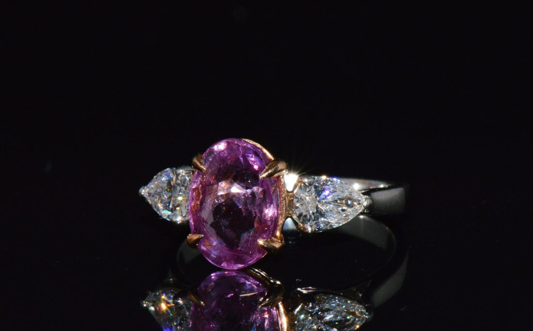 GIA Natural 3.88CTS VVS D Diamond Pink Sapphire Platinum 18K Gold Engagement Ring