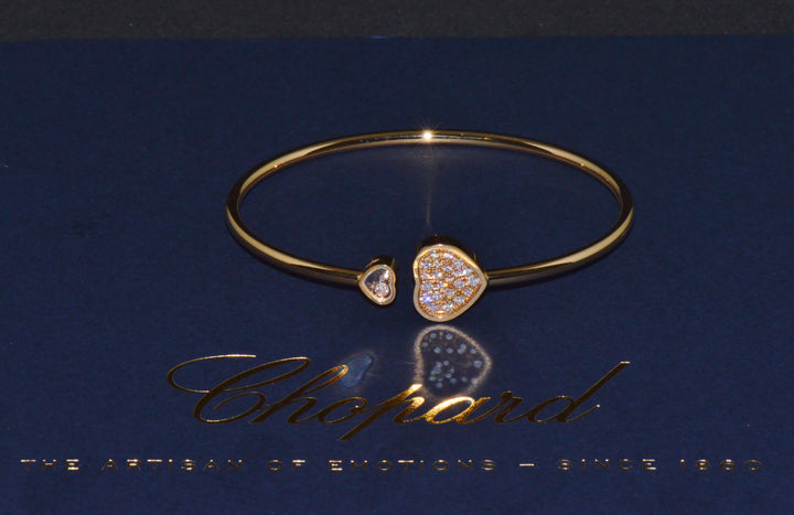 Authentic Chopard Happy Hearts 0.45ct Diamond Open Bangle Bracelet in 18K Rose Gold