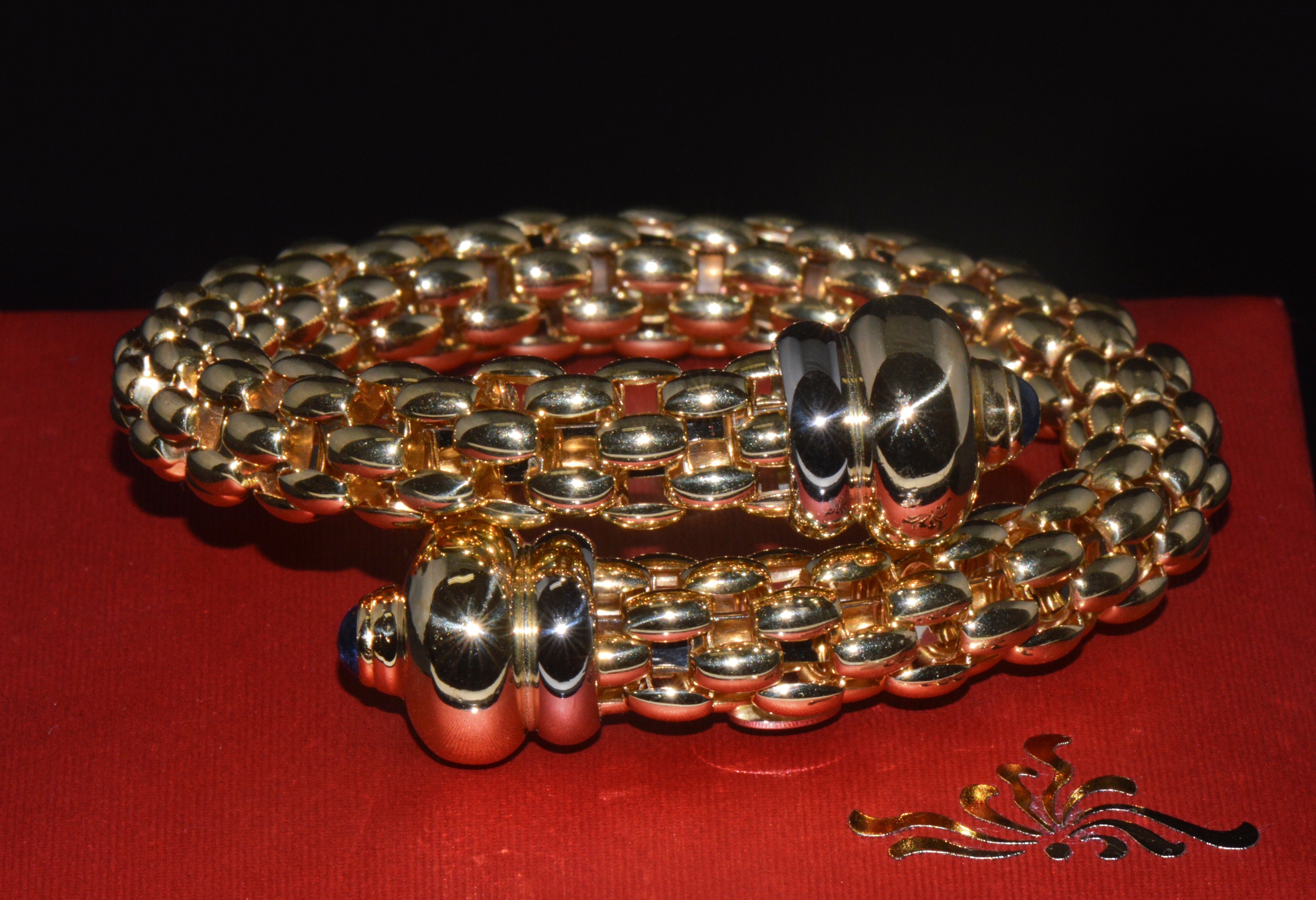 Rare FOPE Flex’it Blue Sapphire Woven Wrap Bangle Bracelet in 18K Yellow & White Gold