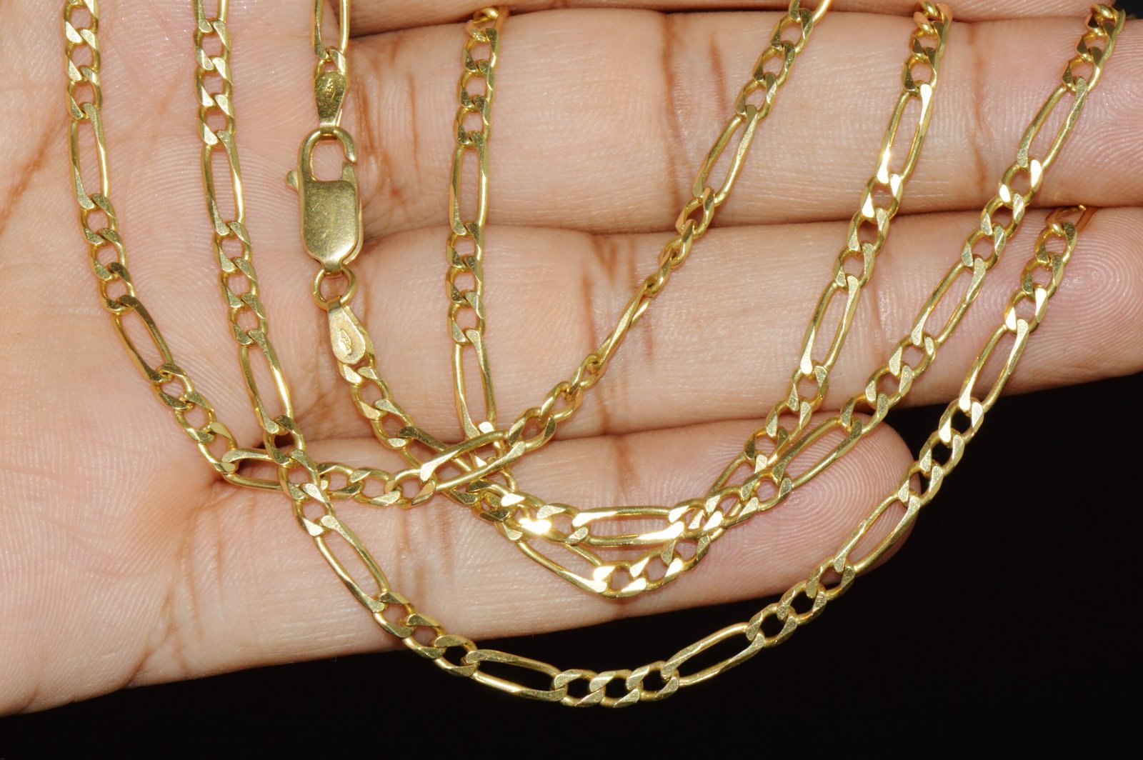 Italian Solid 18K Yellow Gold 30-Inch Figaro Chain Necklace by Olimpia Catene