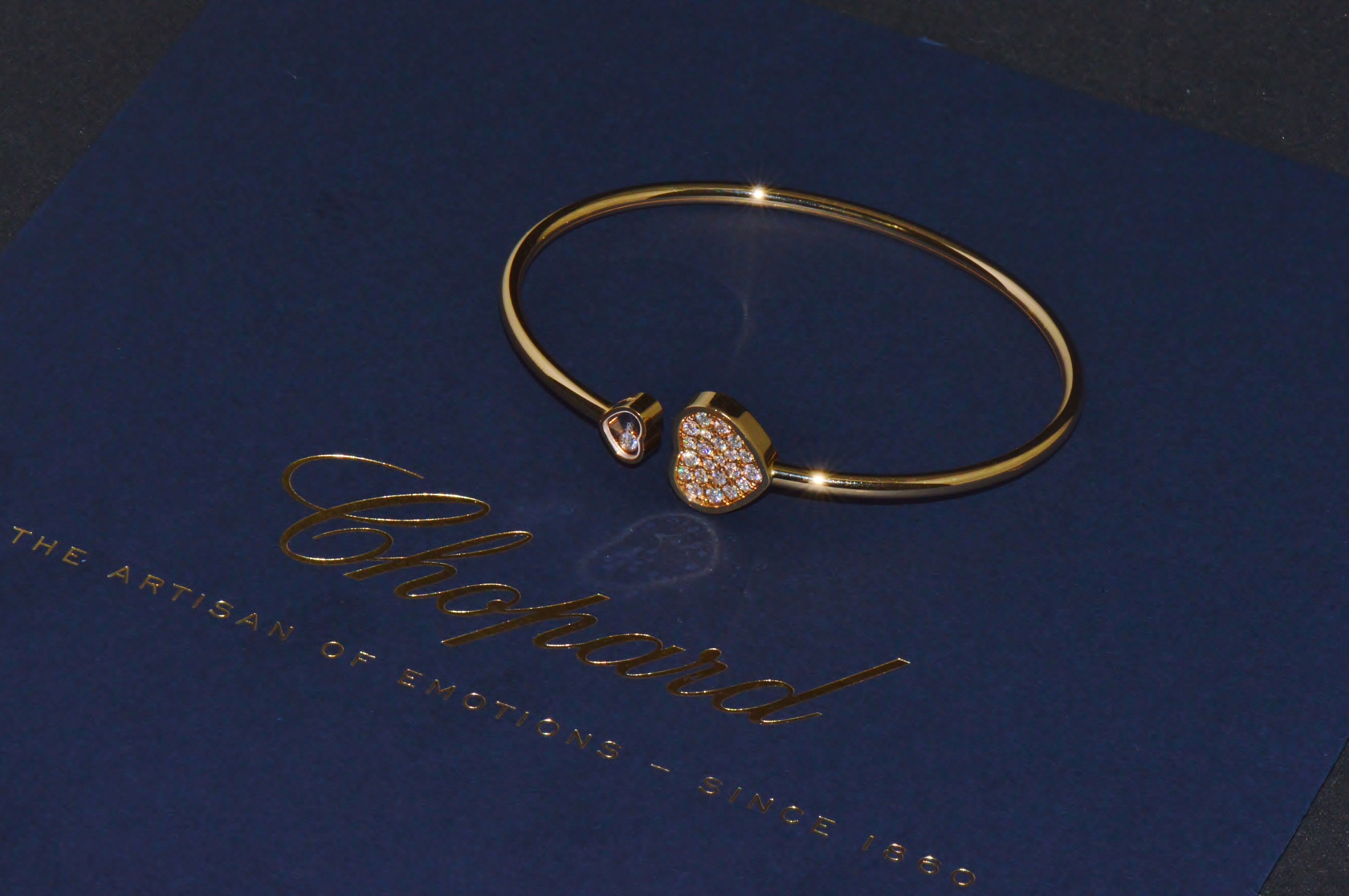 Authentic Chopard Happy Hearts 0.45ct Diamond Open Bangle Bracelet in 18K Rose Gold