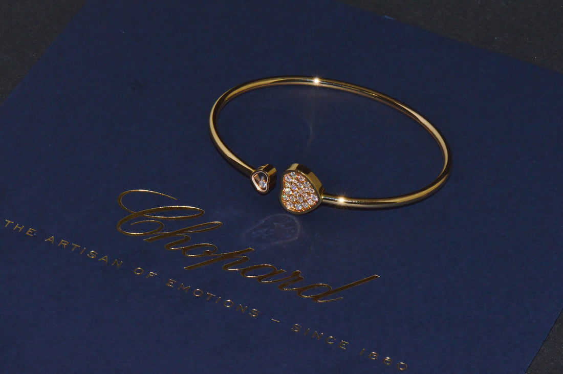 Authentic Chopard Happy Hearts 0.45ct Diamond Open Bangle Bracelet in 18K Rose Gold