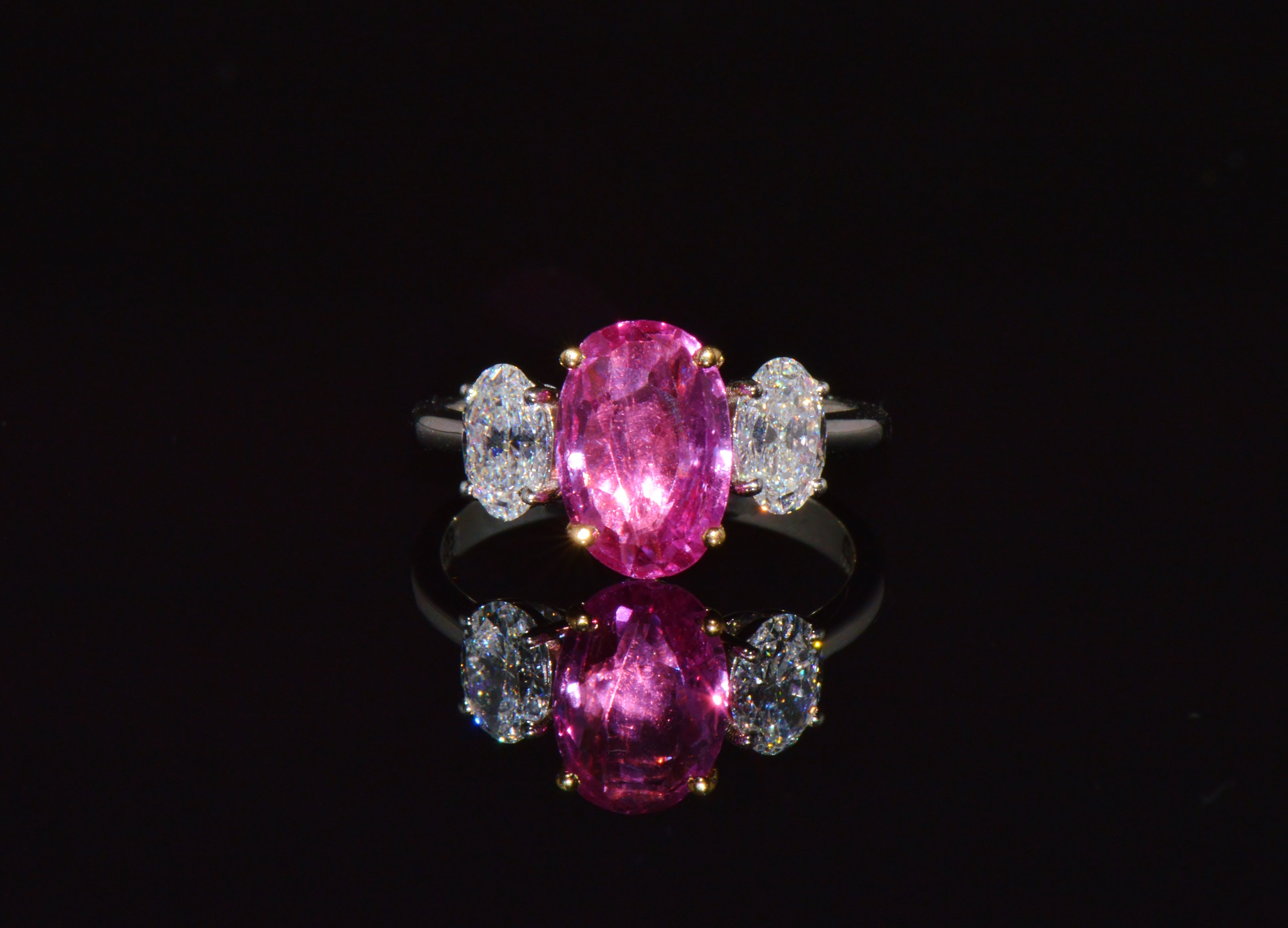 Gia Certified 3.68Ct Madagascar Pink Sapphire E VVS Diamond Solid 950 Platinum 18k Gold Ring