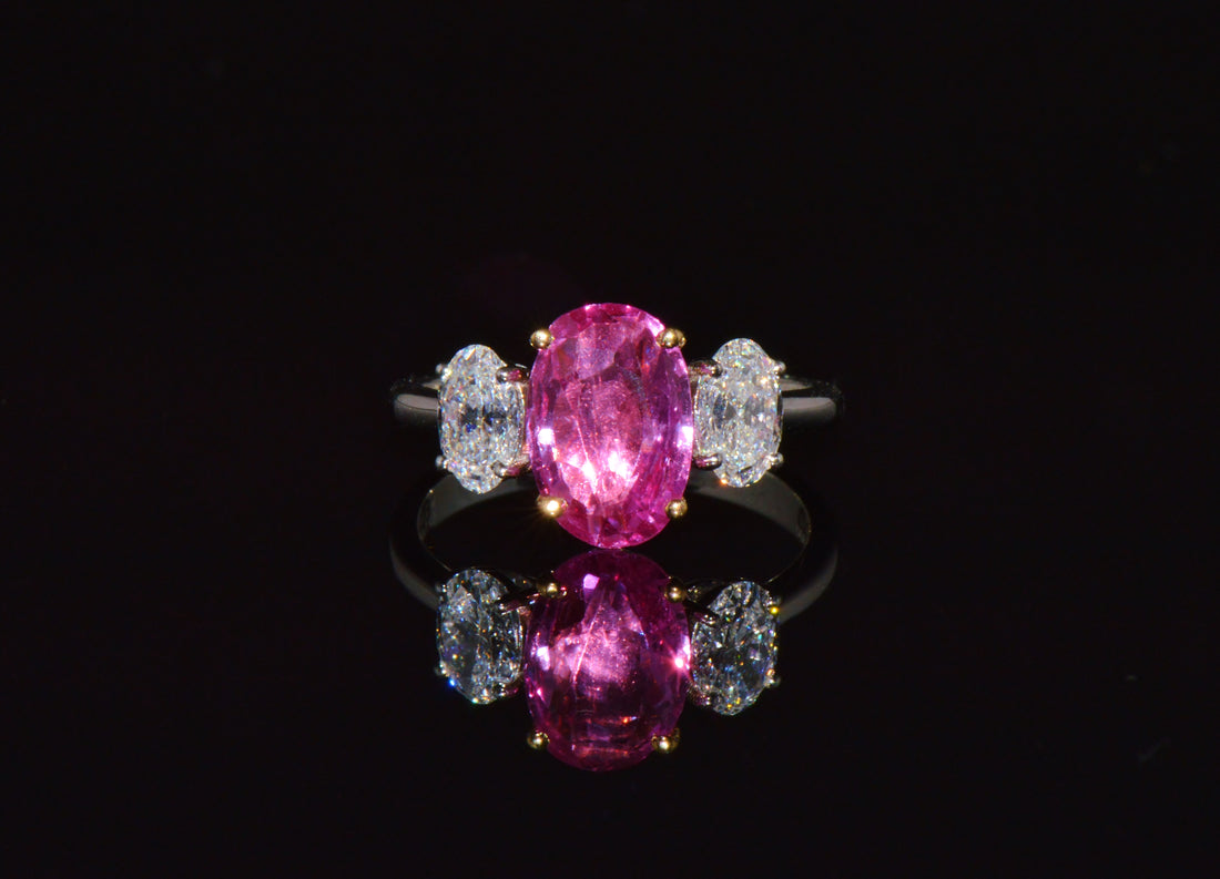 Gia Certified 3.68Ct Madagascar Pink Sapphire E VVS Diamond Solid 950 Platinum 18k Gold Ring