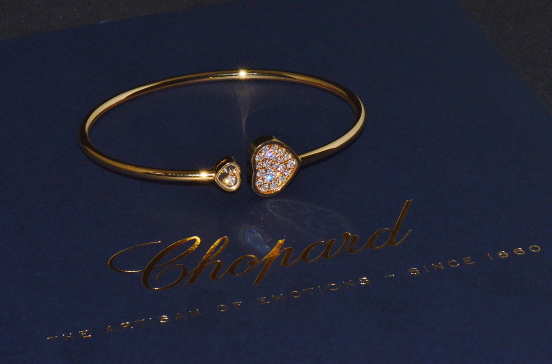Authentic Chopard Happy Hearts 0.45ct Diamond Open Bangle Bracelet in 18K Rose Gold
