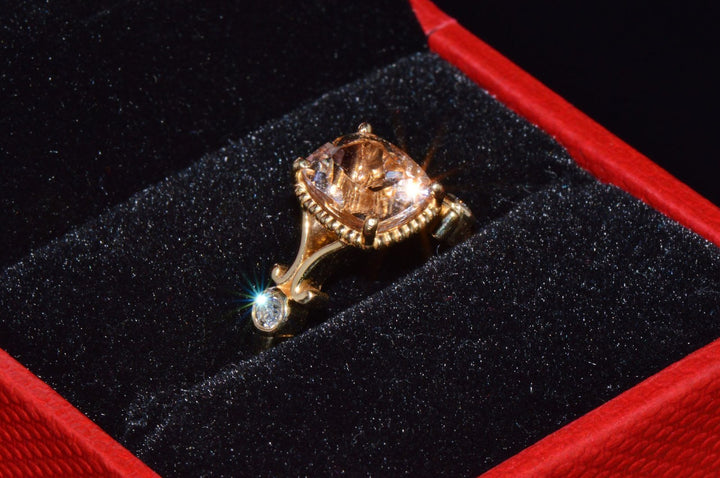 Certified Natural 2.82CTS VS F Diamond Morganite 18K Solid Gold Ring