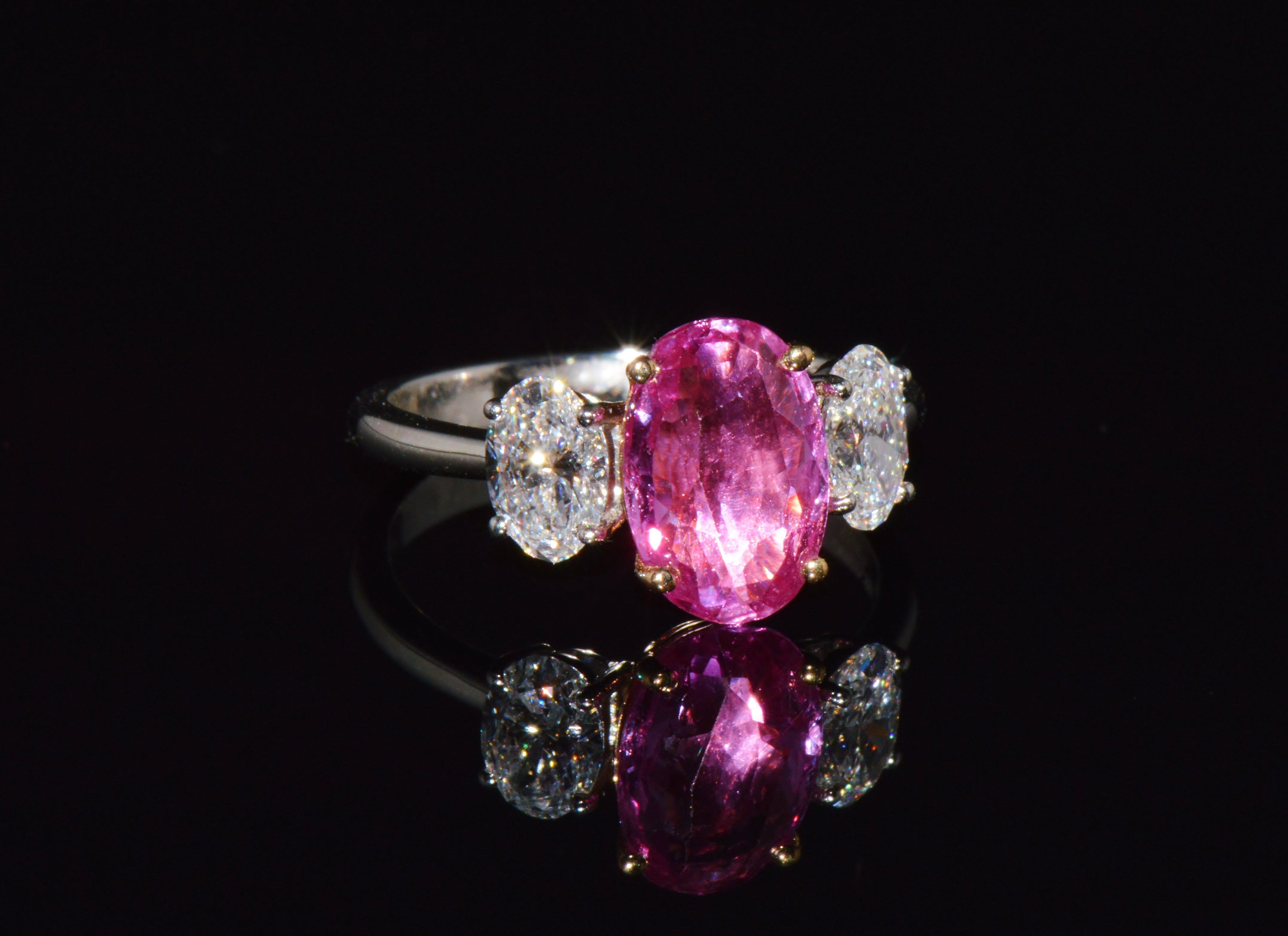 Gia Certified 3.68Ct Madagascar Pink Sapphire E VVS Diamond Solid 950 Platinum 18k Gold Ring