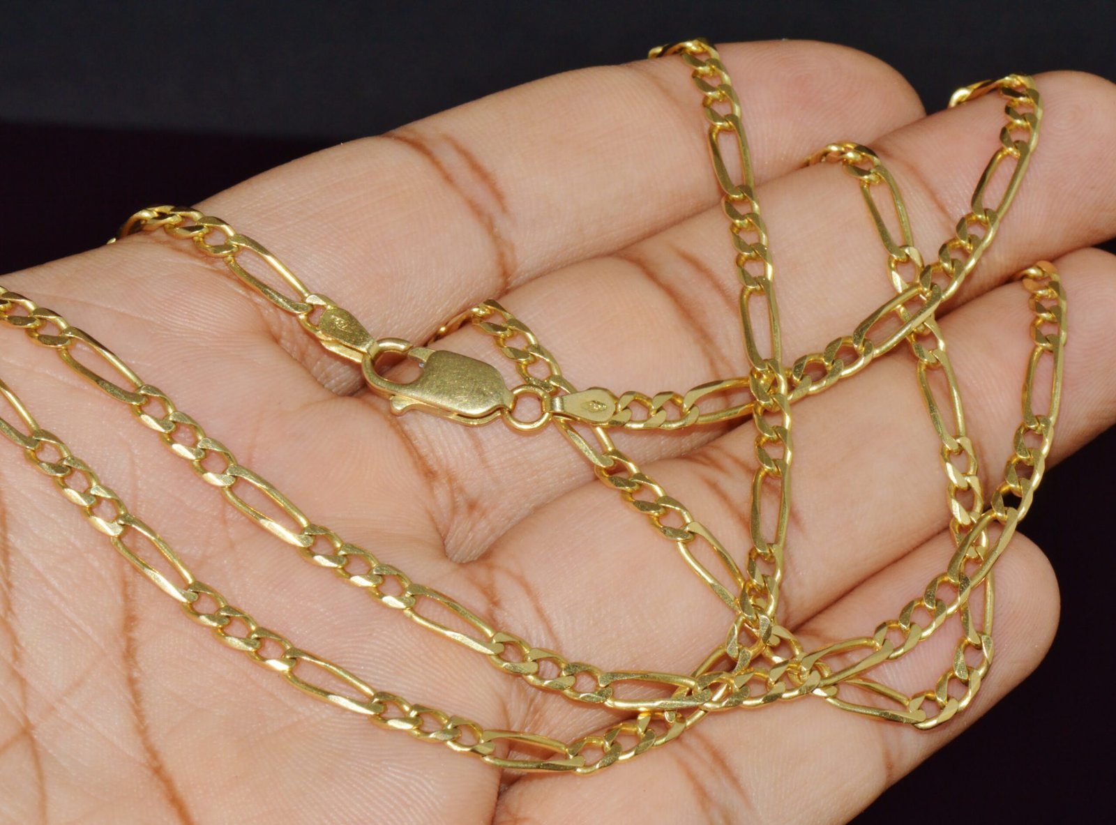 Italian Solid 18K Yellow Gold 30-Inch Figaro Chain Necklace by Olimpia Catene