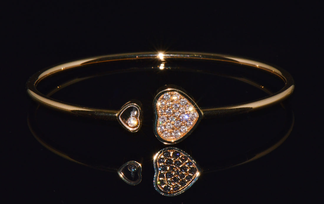 Authentic Chopard Happy Hearts 0.45ct Diamond Open Bangle Bracelet in 18K Rose Gold