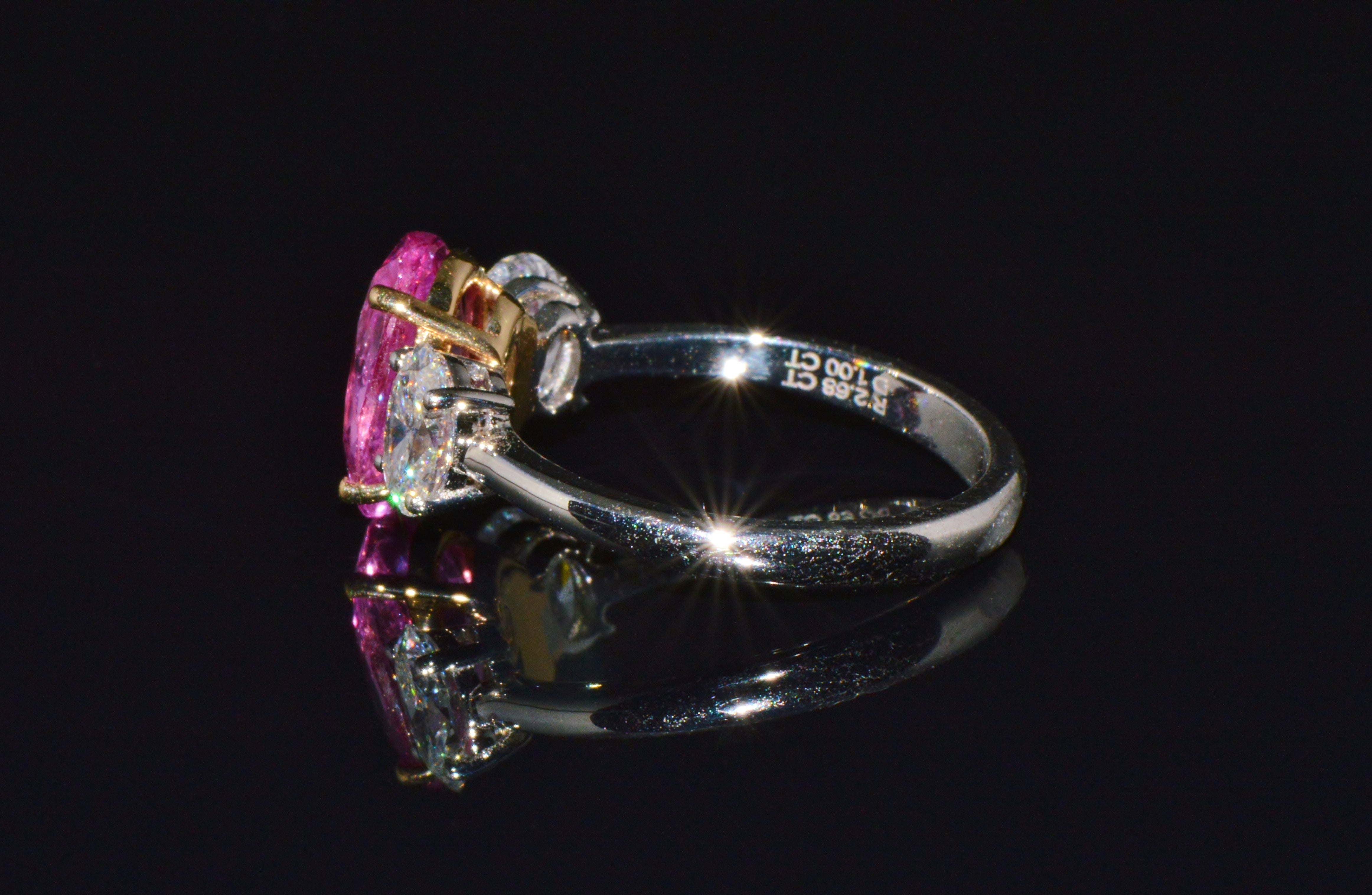 Gia Certified 3.68Ct Madagascar Pink Sapphire E VVS Diamond Solid 950 Platinum 18k Gold Ring
