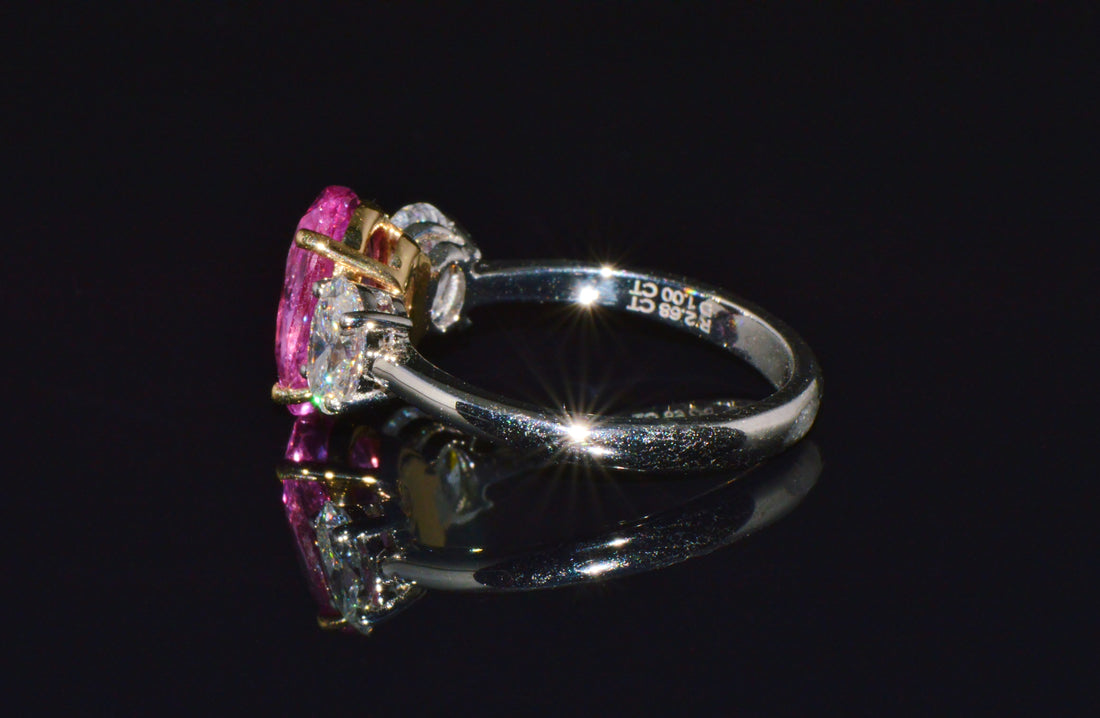 Gia Certified 3.68Ct Madagascar Pink Sapphire E VVS Diamond Solid 950 Platinum 18k Gold Ring