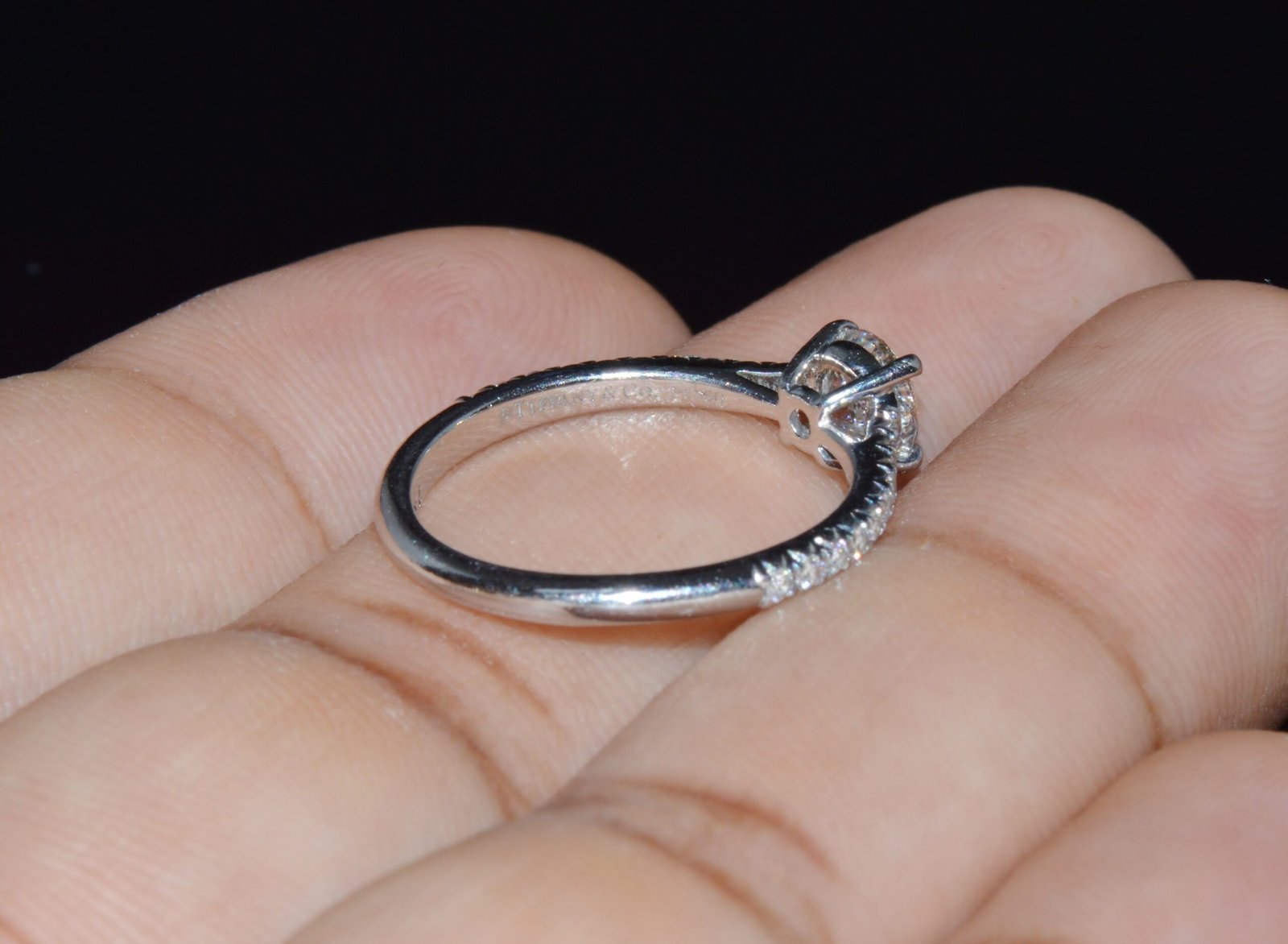 Genuine Tiffany & Co. Natural 0.81Cts Diamond Novo 950 Platinum Engagement Ring
