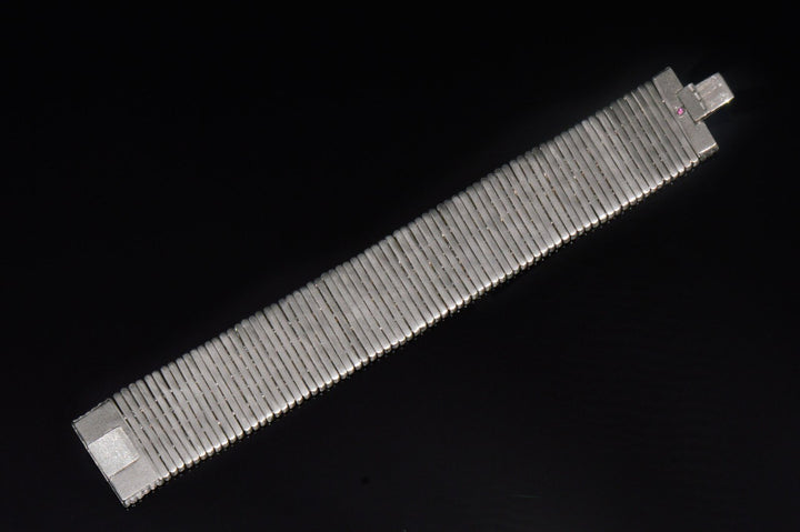 Rare Roberto Coin Natural 3.20CT Diamond Floral Scroll Work Wide Bracelet in Solid 18K White Gold