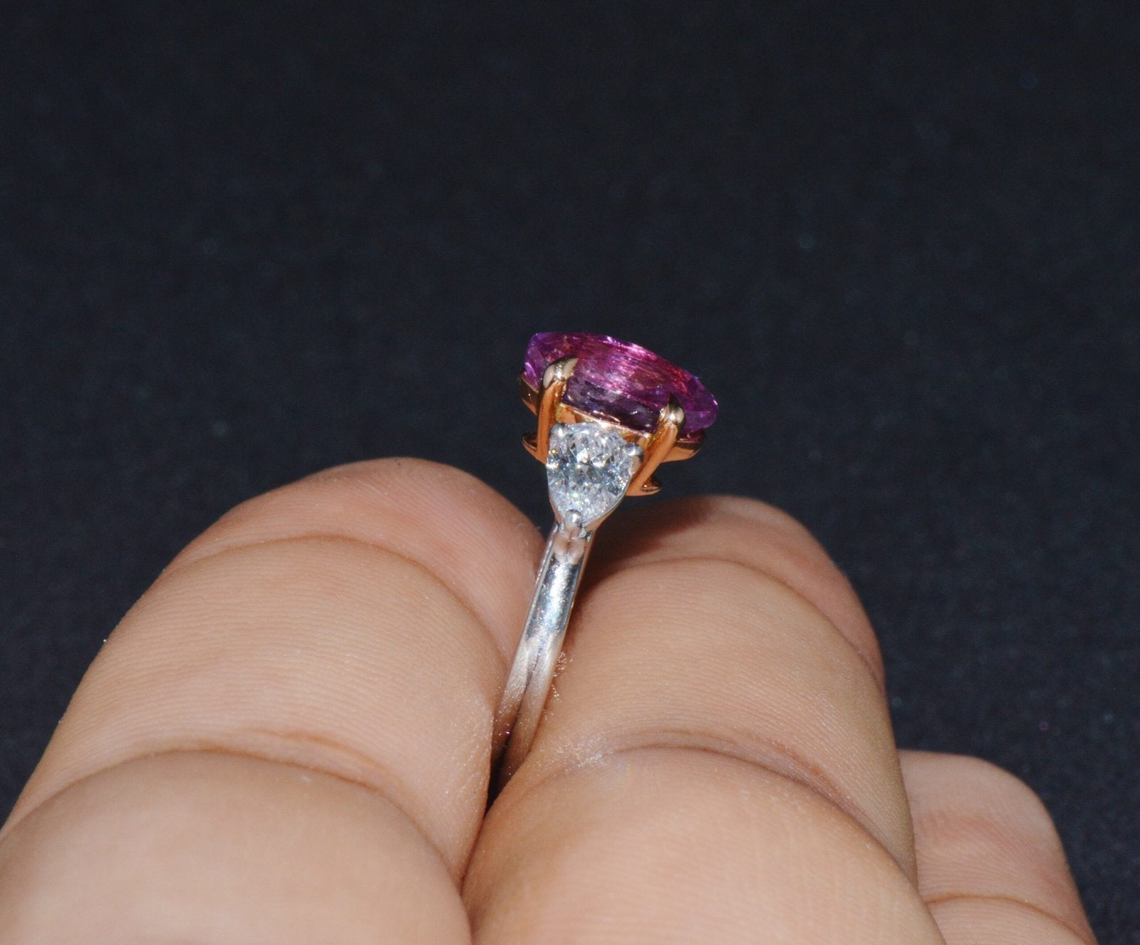 GIA Natural 3.88CTS VVS D Diamond Pink Sapphire Platinum 18K Gold Engagement Ring