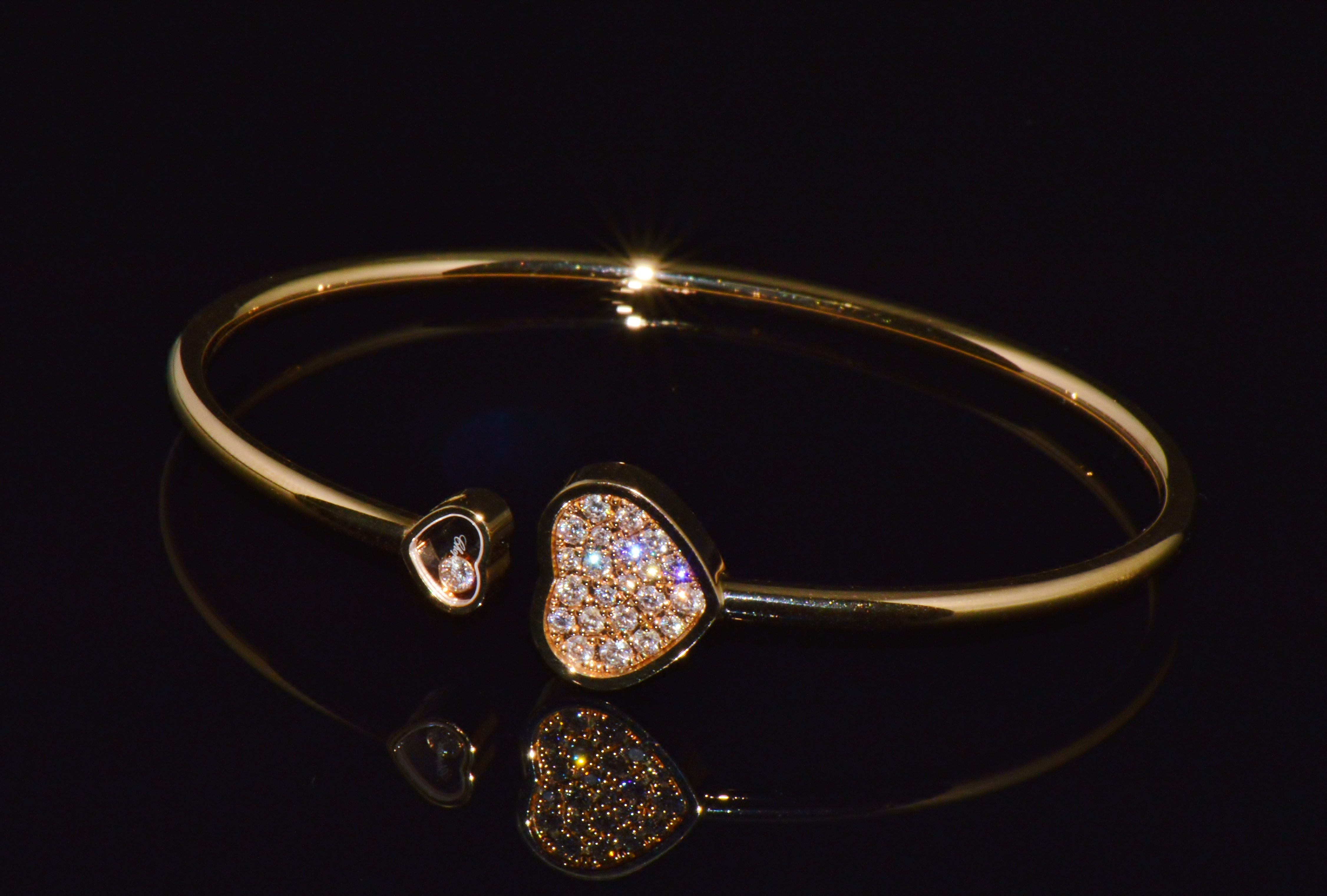 Authentic Chopard Happy Hearts 0.45ct Diamond Open Bangle Bracelet in 18K Rose Gold