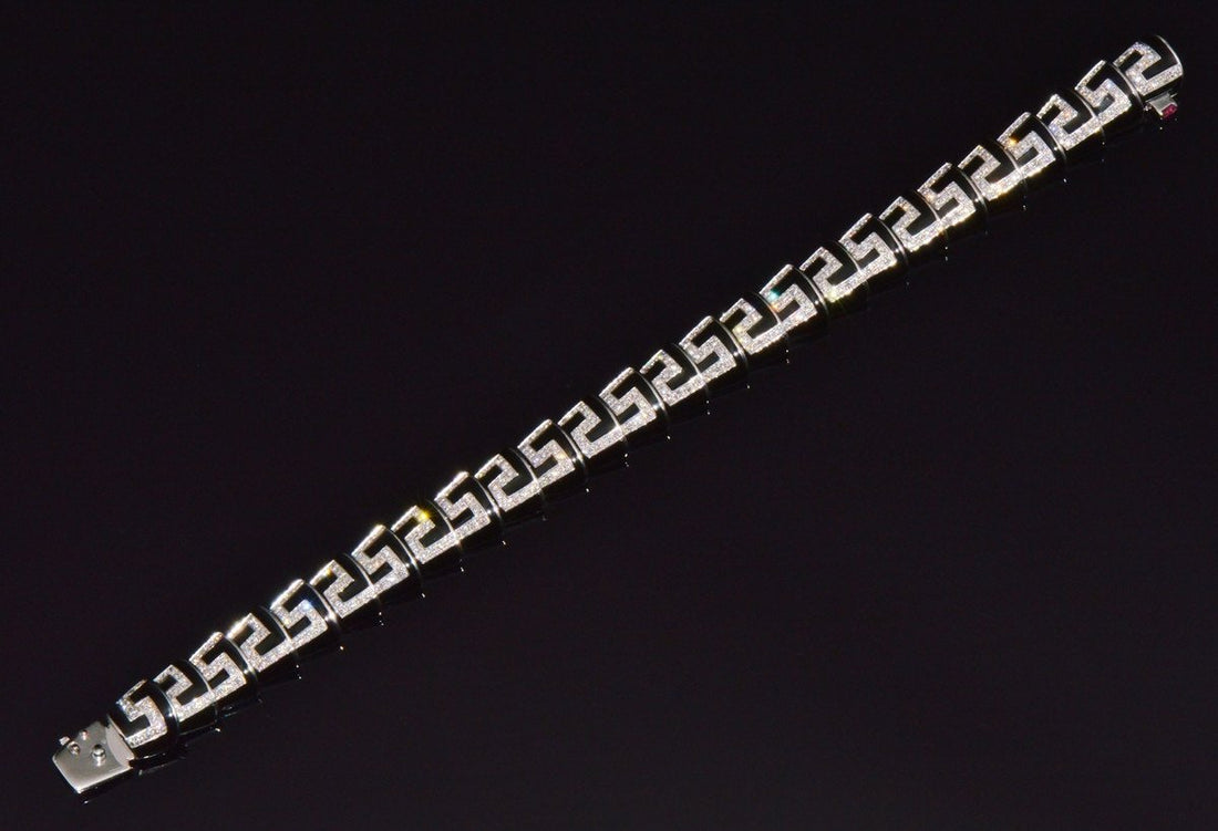 Rare Roberto Coin Cobra 1.78CT Diamond & Black Enamel Bracelet in Solid 18K White Gold