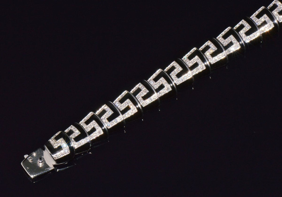 Rare Roberto Coin Cobra 1.78CT Diamond & Black Enamel Bracelet in Solid 18K White Gold