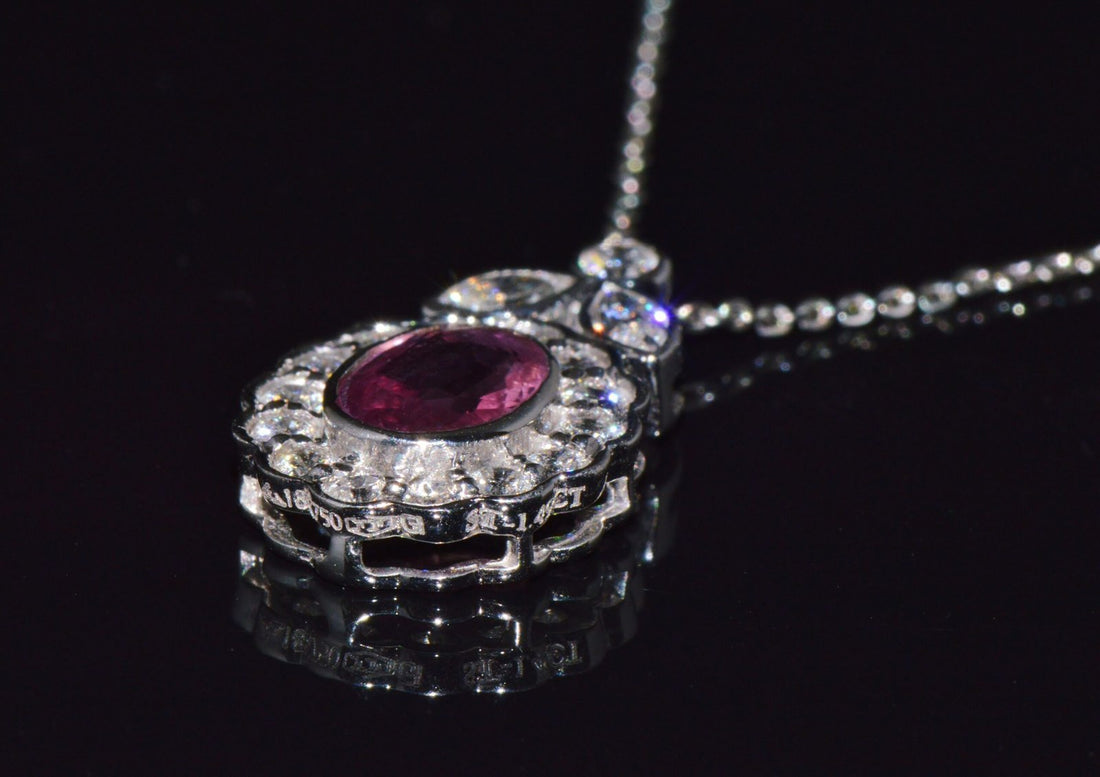GIA Certified Natural 2.35CTS VS F Diamond Pink Sapphire 18K Solid Gold Platinum Chain Necklace