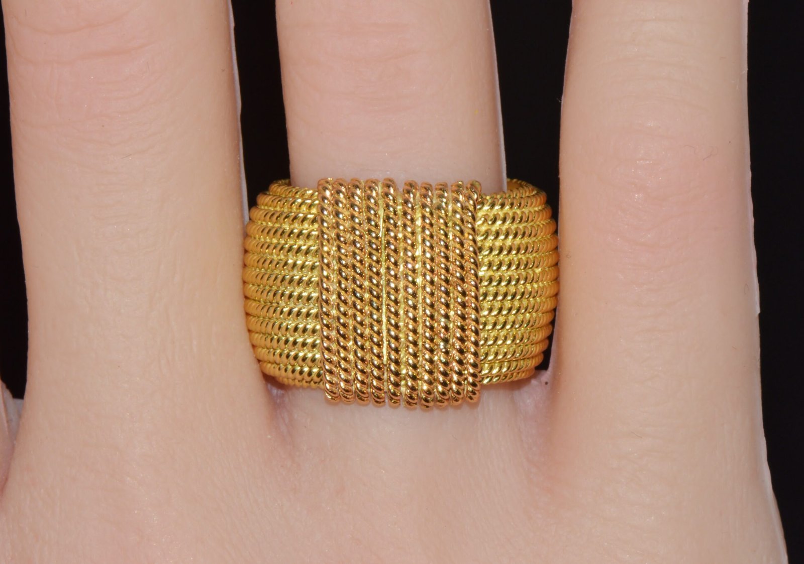 Authentic Vintage Roberto Coin Opera 18K Yellow & Rose Gold Wide Statement Band Ring with Hidden Ruby
