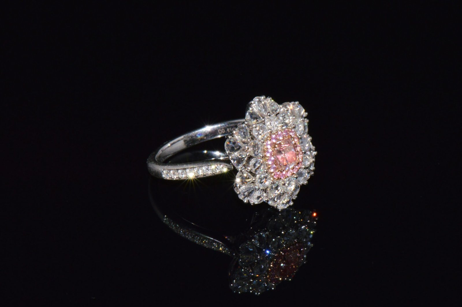 GIA Natural 1.55CTS VS Pink Diamond Sapphire 18K Gold Floral Halo 2-IN-1 Pendant Ring