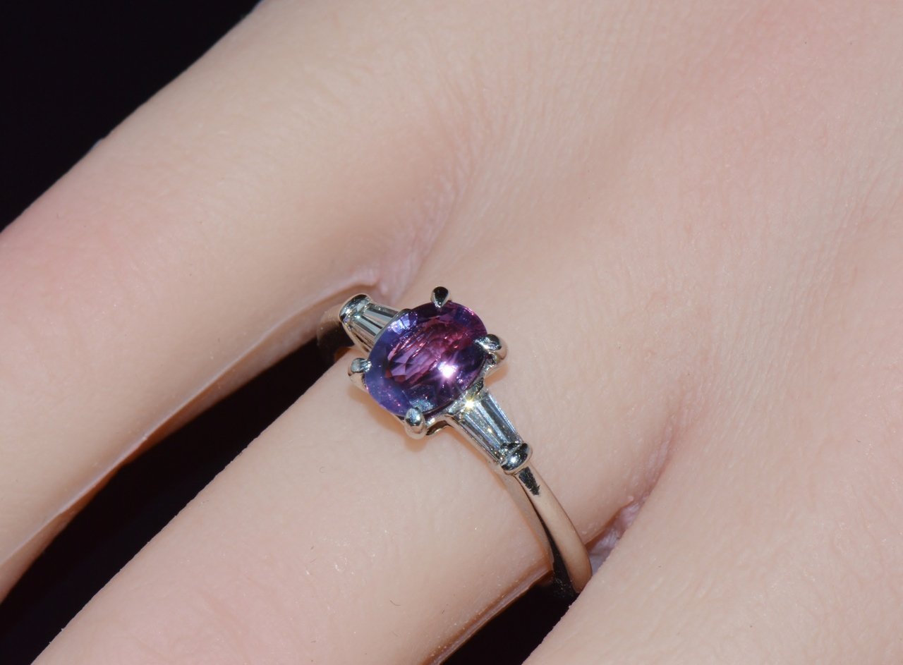 Genuine Tiffany & Co. GIA Certified Natural 1.36Cts VS G Diamond Pink Sapphire Platinum Engagement Ring