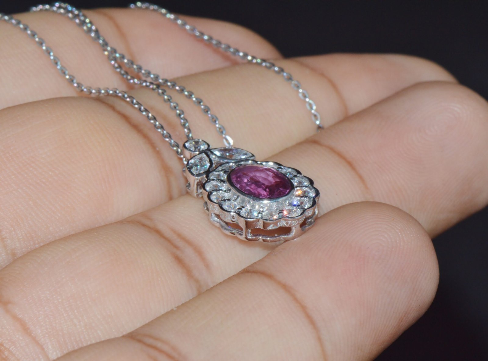 GIA Certified Natural 2.35CTS VS F Diamond Pink Sapphire 18K Solid Gold Platinum Chain Necklace