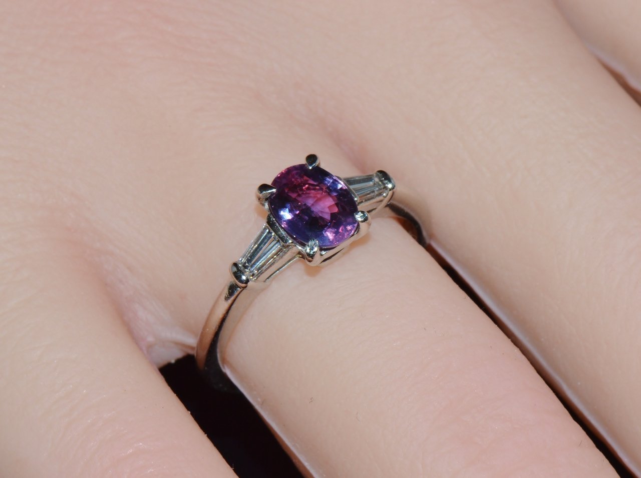 Genuine Tiffany & Co. GIA Certified Natural 1.36Cts VS G Diamond Pink Sapphire Platinum Engagement Ring