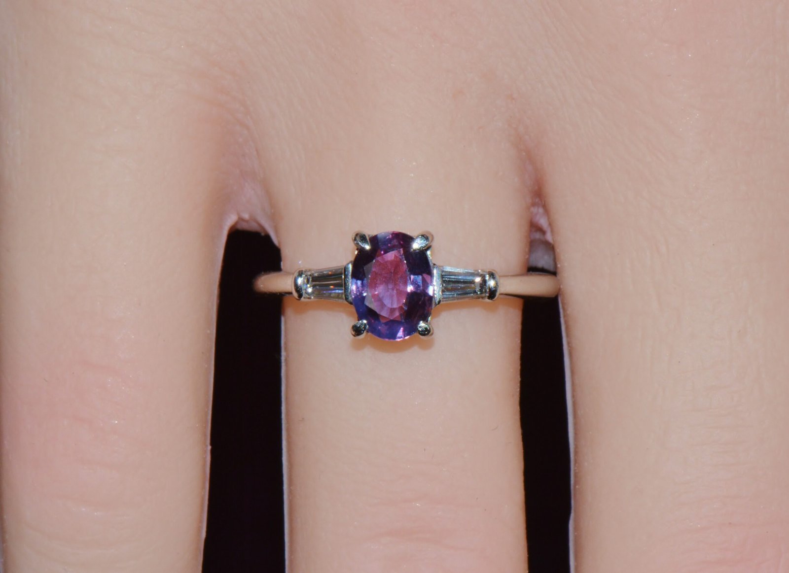 Genuine Tiffany & Co. GIA Certified Natural 1.36Cts VS G Diamond Pink Sapphire Platinum Engagement Ring