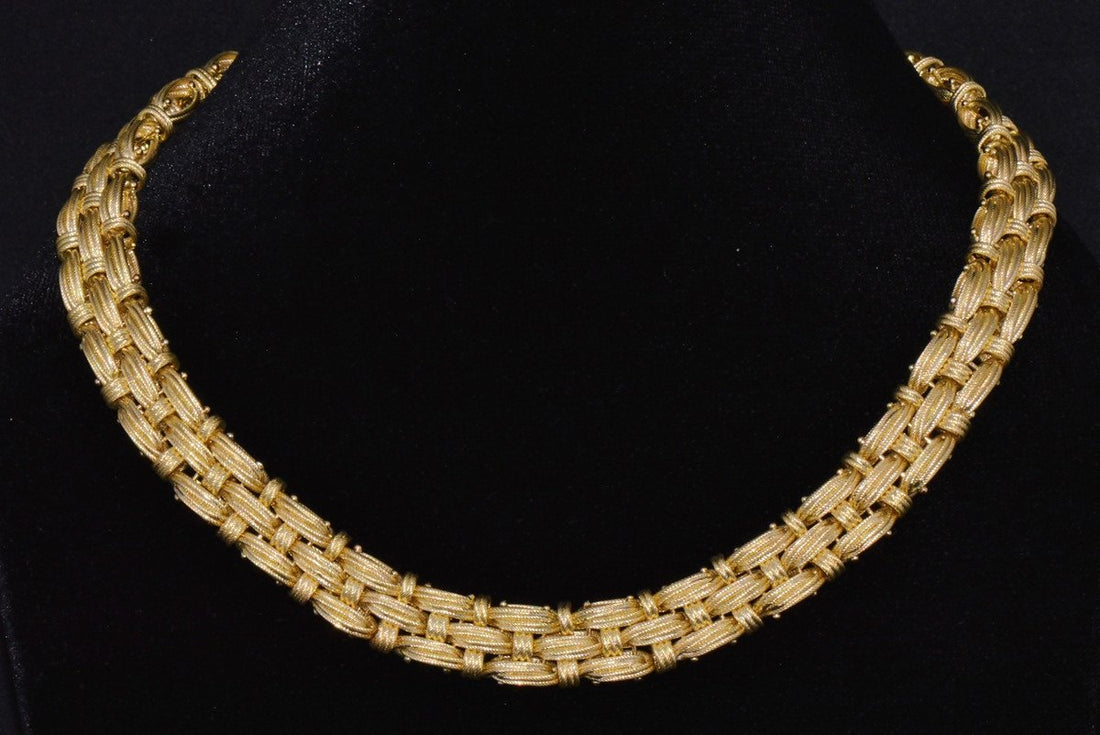 Roberto Coin Appassionata Solid 18K Yellow Gold Woven Collar Necklace – 77 Grams