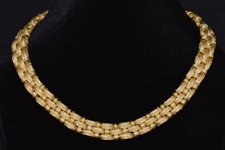 Roberto Coin Appassionata Solid 18K Yellow Gold Woven Collar Necklace – 77 Grams