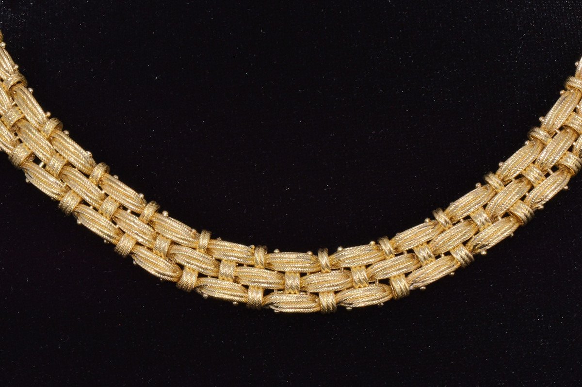 Roberto Coin Appassionata Solid 18K Yellow Gold Woven Collar Necklace – 77 Grams