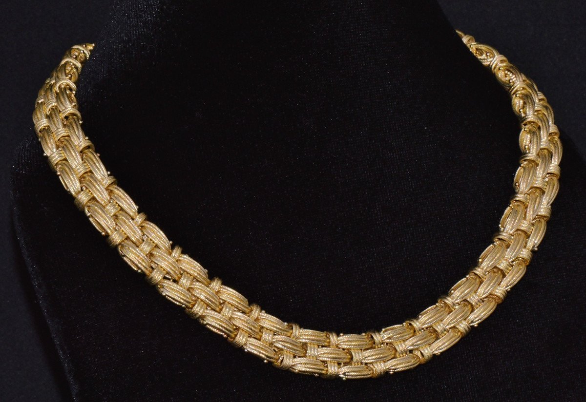 Roberto Coin Appassionata Solid 18K Yellow Gold Woven Collar Necklace – 77 Grams