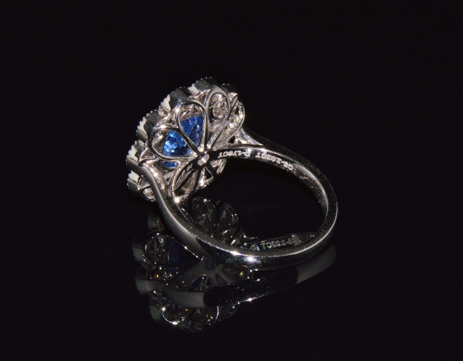 GIA Natural 3.78CTS VS F Diamond Royal Blue Sapphire 18K Gold Dinner Halo Ring
