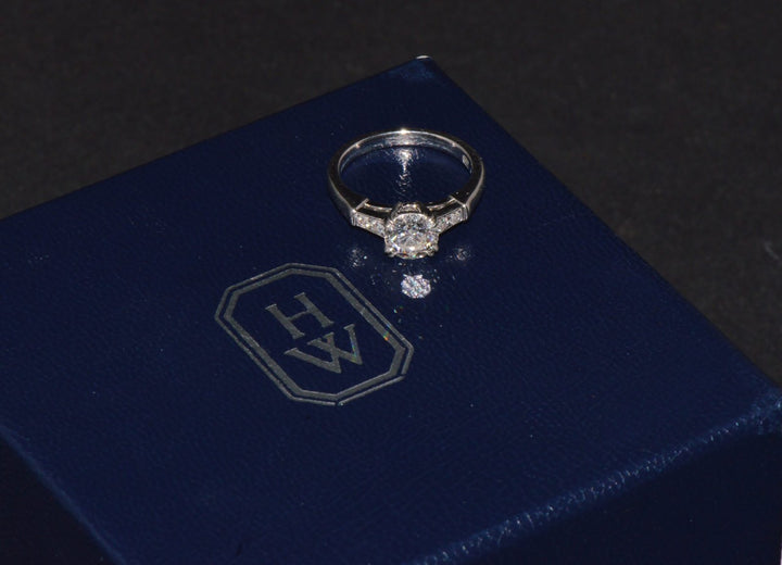 Genuine Harry Winston GIA Certified 0.77CTS F VS Diamond Tryst Platinum Engagement Ring