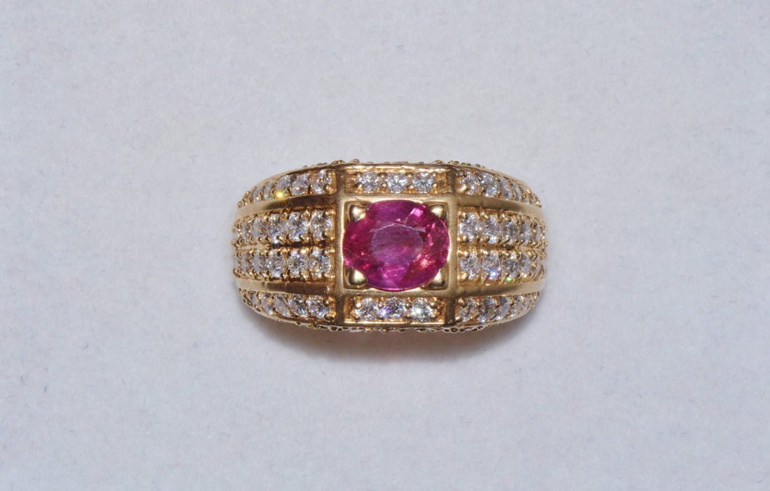 Certified Natural 2.81Cts VS F Diamond Vivid Red Ruby 18K Solid Gold Cigar Ring Band
