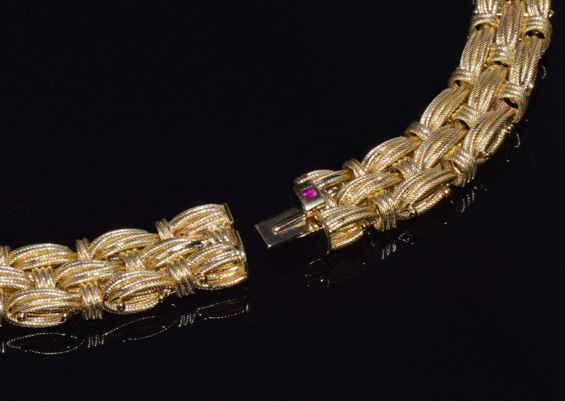 Roberto Coin Appassionata Solid 18K Yellow Gold Woven Collar Necklace – 77 Grams