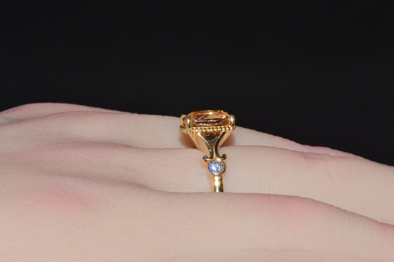Certified Natural 2.82CTS VS F Diamond Morganite 18K Solid Gold Ring